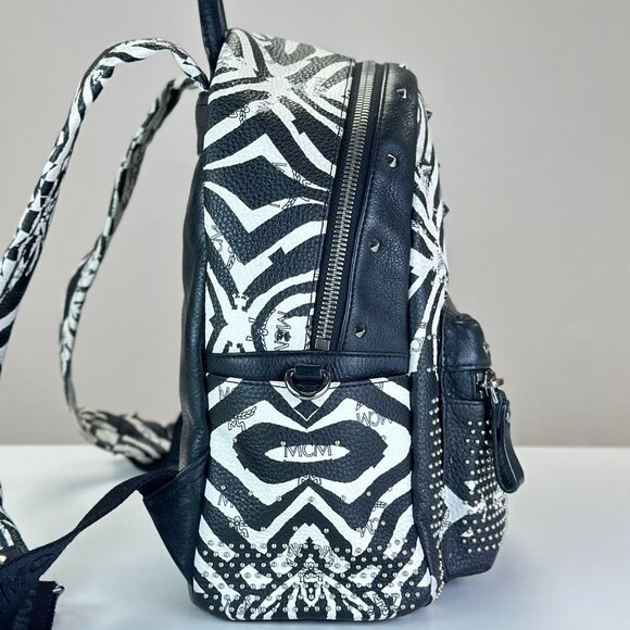 MCM Black and White Leather Backpack main image 4